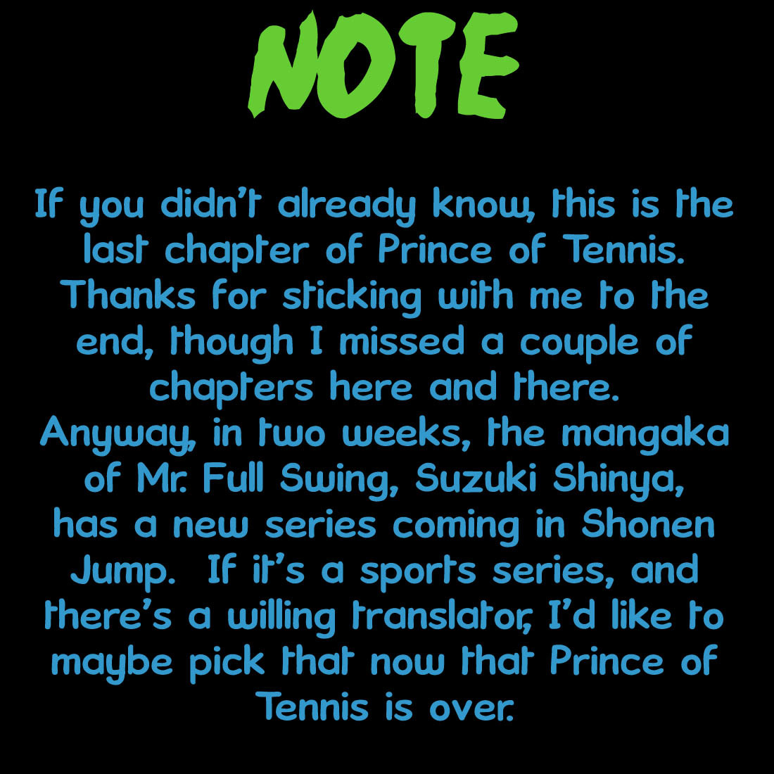 Prince of Tennis Chapter 379 page 1 - Chapter 379: Dear Prince ~To the Princes of Tennis~ [END]