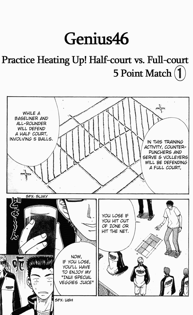 Prince of Tennis Chapter 46 page 3 - Chapter 46: Practice Heating Up! Half-court vs. Full-court, 5 Point Match 1