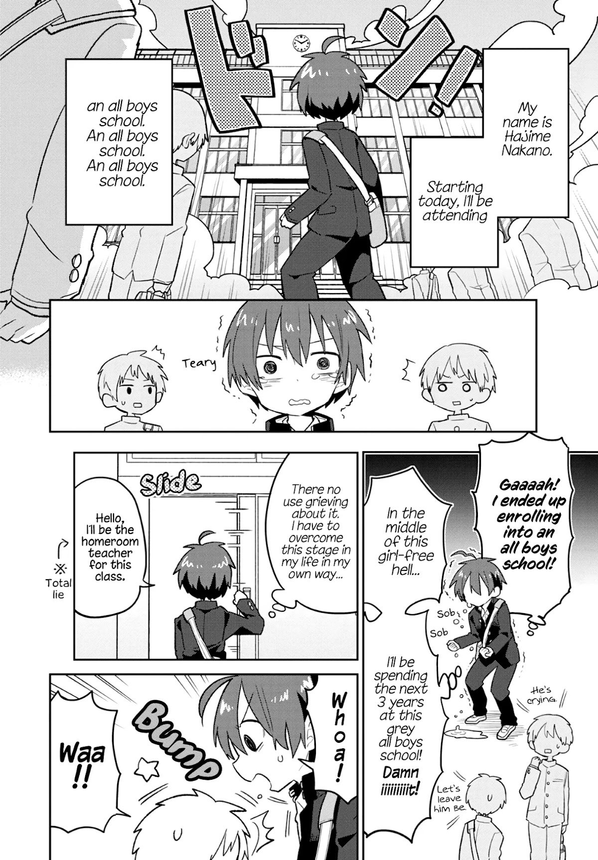 Puberty, an All Boys School!? and Nakano-kun Chapter 1 page 2 - Chapter 1: My Classmates At Our All Boys School Shouldn't Be Making My Heart Race
