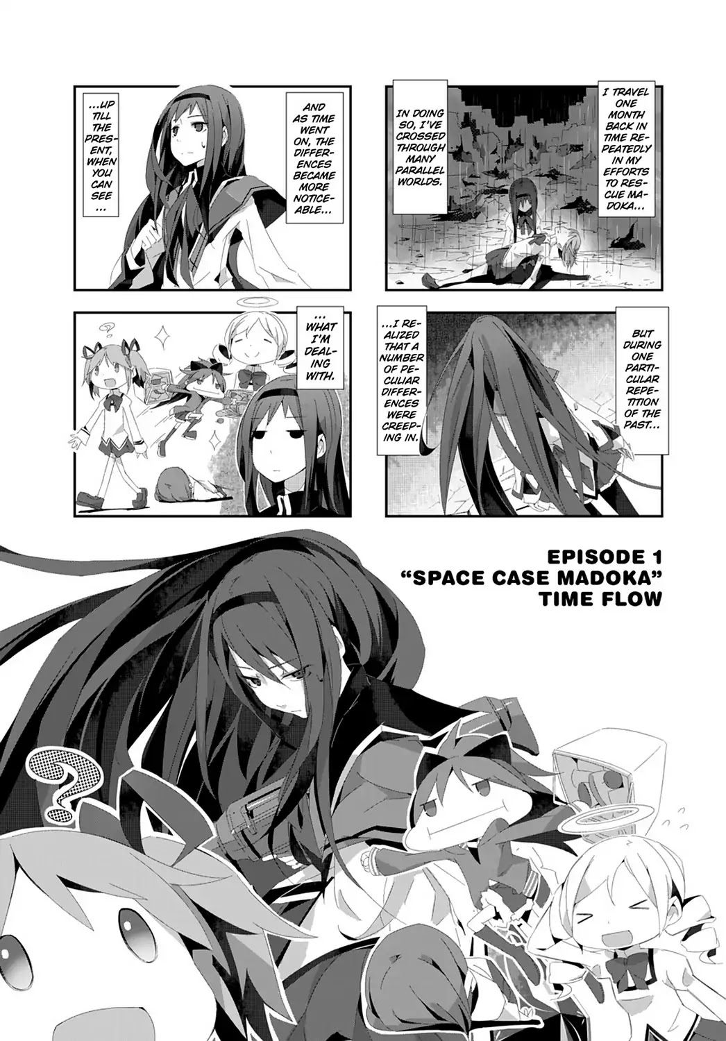 Puella Magi Homura Tamura ~Parallel Worlds Do Not Remain Parallel Forever~ Chapter 1 page 11 - Chapter 1: Vol.1 Episode 1: "Space Case Madoka" Time Flow