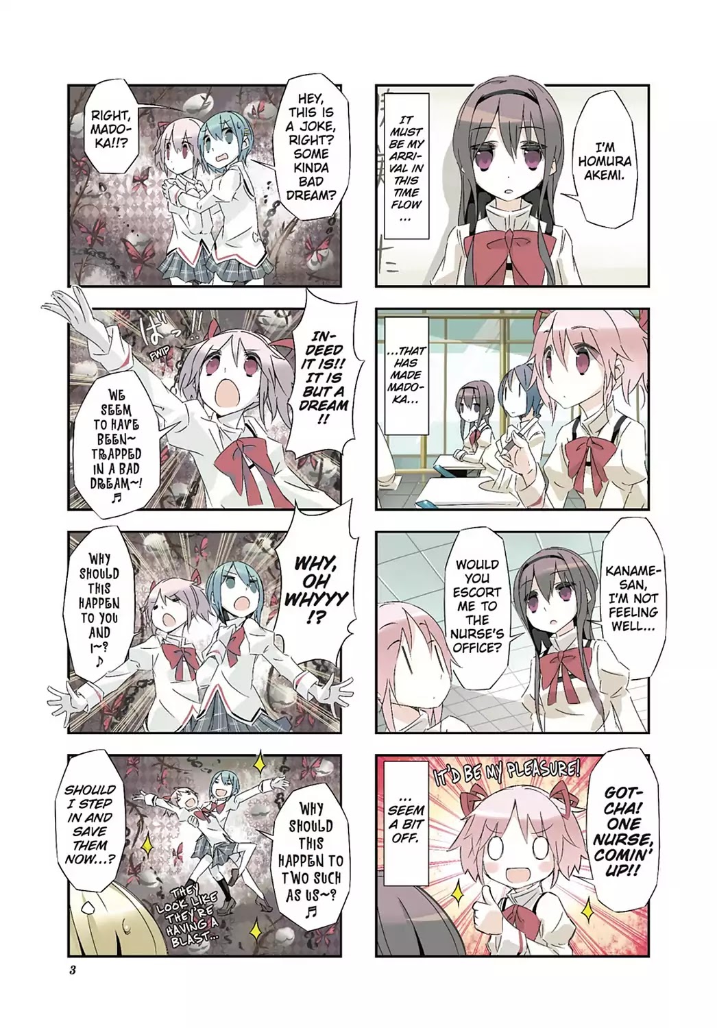 Puella Magi Homura Tamura ~Parallel Worlds Do Not Remain Parallel Forever~ Chapter 1 page 5 - Chapter 1: Vol.1 Episode 1: "Space Case Madoka" Time Flow