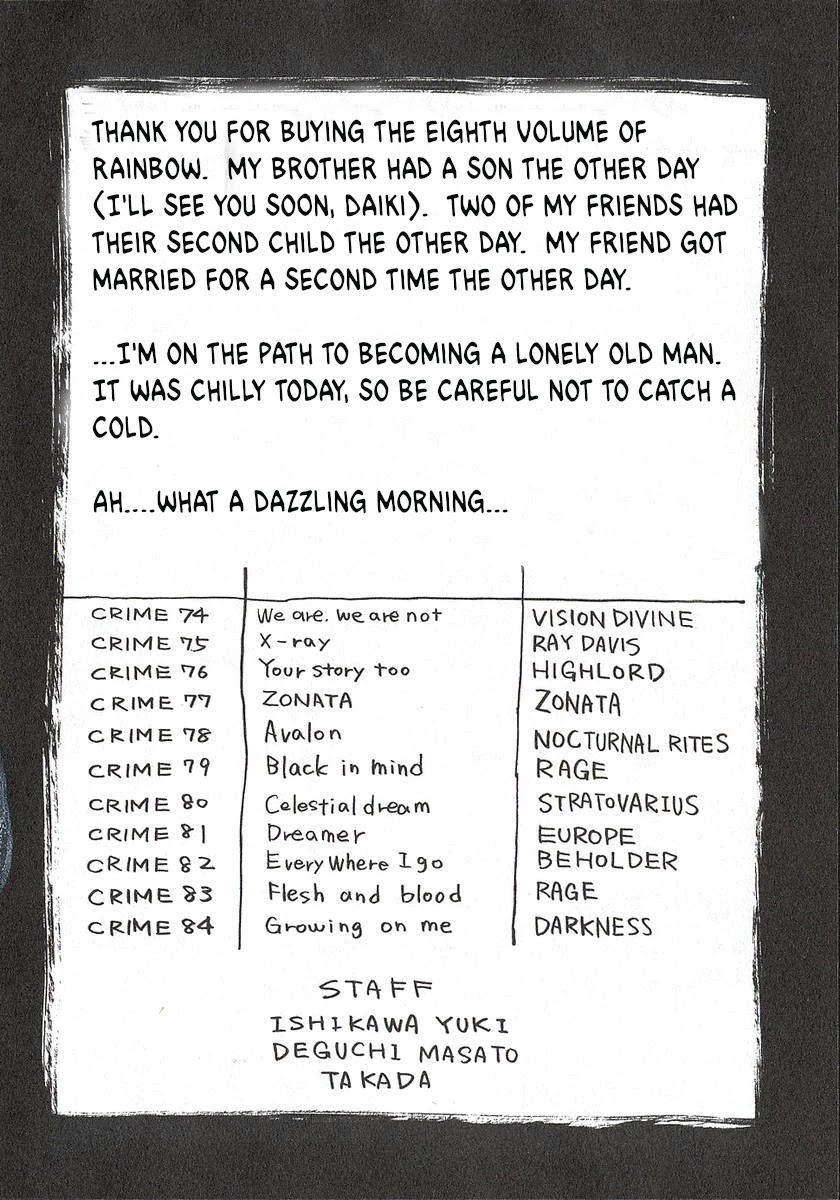 Rainbow Chapter 235.2 page 8 - Chapter 235.2: Kakizaki Masasumi Author Notes