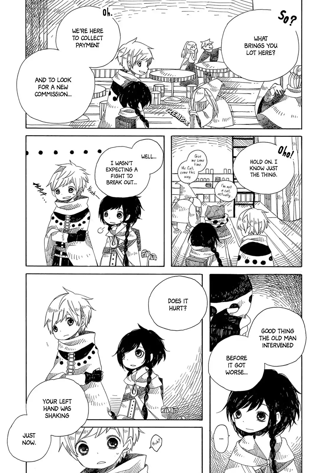 Raine and Sunny's Journey of Wind Chapter 5 page 18 - Chapter 5: Dark Forest Mansion Cleaning - Part 1: The Worker Hut and the Travelers