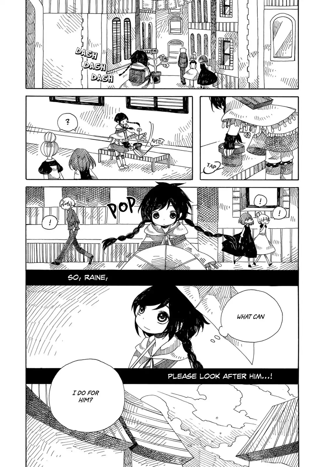 Raine and Sunny's Journey of Wind Chapter 5 page 2 - Chapter 5: Dark Forest Mansion Cleaning - Part 1: The Worker Hut and the Travelers
