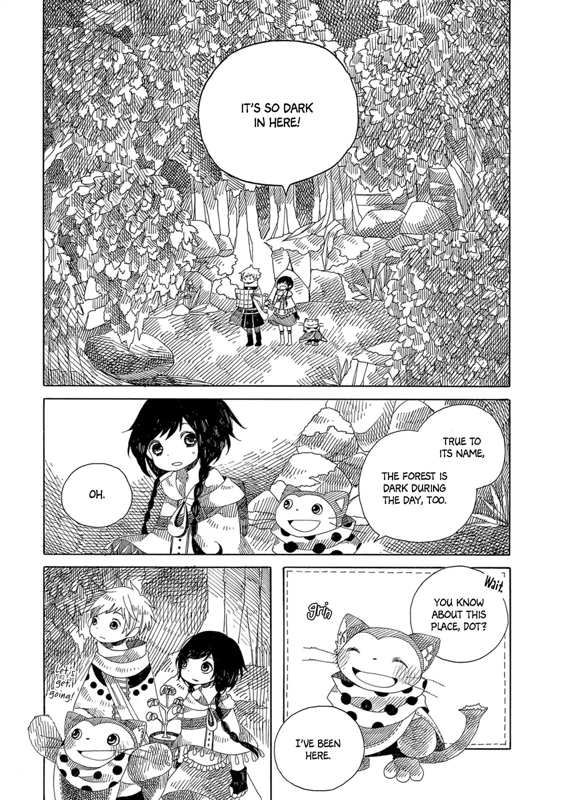 Raine and Sunny's Journey of Wind Chapter 5 page 22 - Chapter 5: Dark Forest Mansion Cleaning - Part 1: The Worker Hut and the Travelers