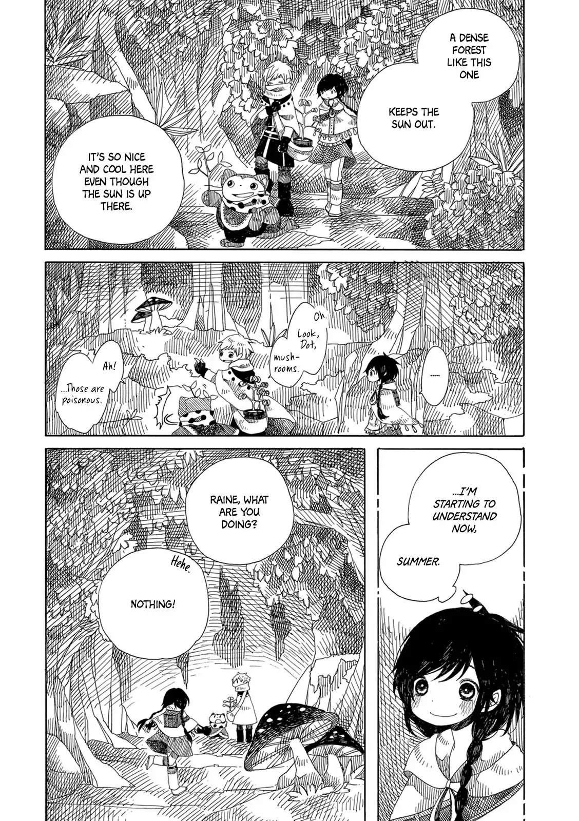 Raine and Sunny's Journey of Wind Chapter 5 page 24 - Chapter 5: Dark Forest Mansion Cleaning - Part 1: The Worker Hut and the Travelers