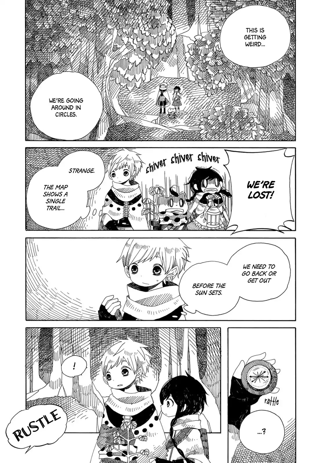 Raine and Sunny's Journey of Wind Chapter 5 page 26 - Chapter 5: Dark Forest Mansion Cleaning - Part 1: The Worker Hut and the Travelers