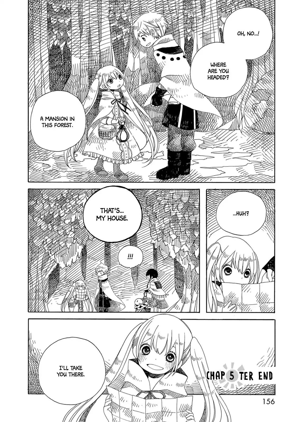 Raine and Sunny's Journey of Wind Chapter 5 page 28 - Chapter 5: Dark Forest Mansion Cleaning - Part 1: The Worker Hut and the Travelers