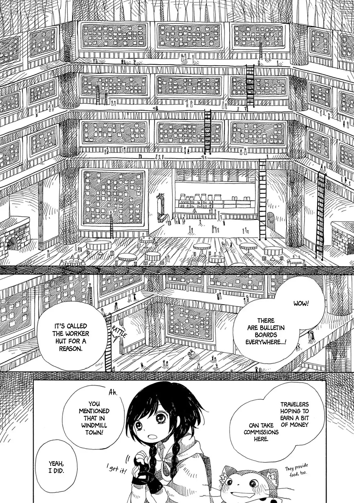 Raine and Sunny's Journey of Wind Chapter 5 page 9 - Chapter 5: Dark Forest Mansion Cleaning - Part 1: The Worker Hut and the Travelers