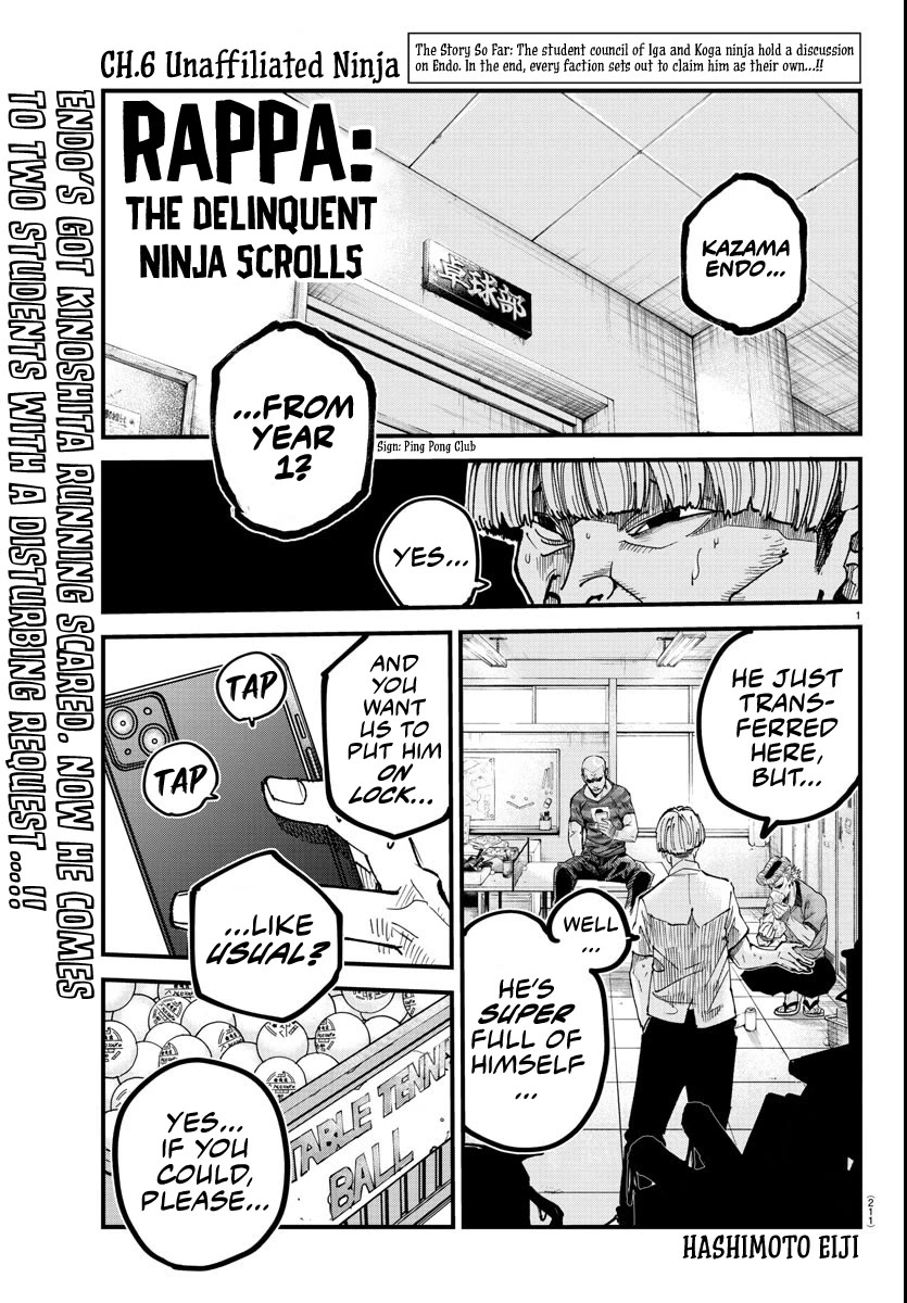 Rappa: The Delinquent Ninja Scrolls Chapter 6 page 1 - Chapter 6: Unaffiliated Ninja