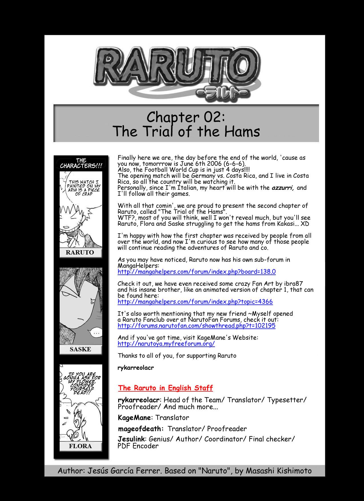 Raruto Chapter 2.2 page 1 - Chapter 2 v2 : The trial of the hams