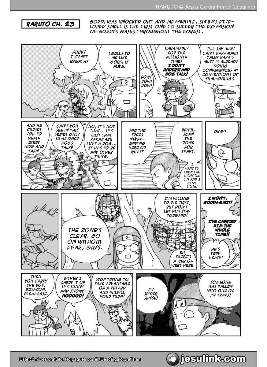 Raruto Chapter 32.33-2 page 10 - Chapter 32-33 v2 : Fatso versus fatso / Caught up in the web