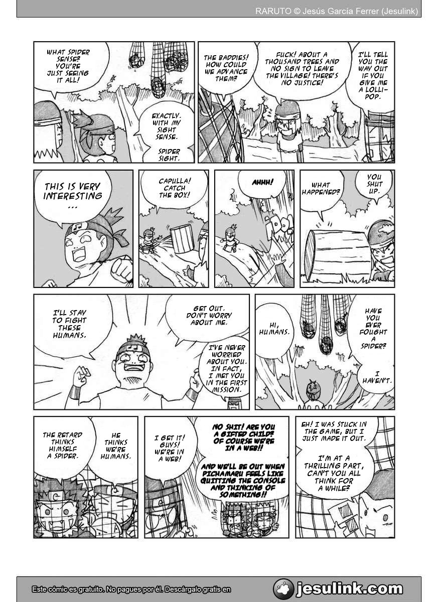 Raruto Chapter 32.33-2 page 11 - Chapter 32-33 v2 : Fatso versus fatso / Caught up in the web