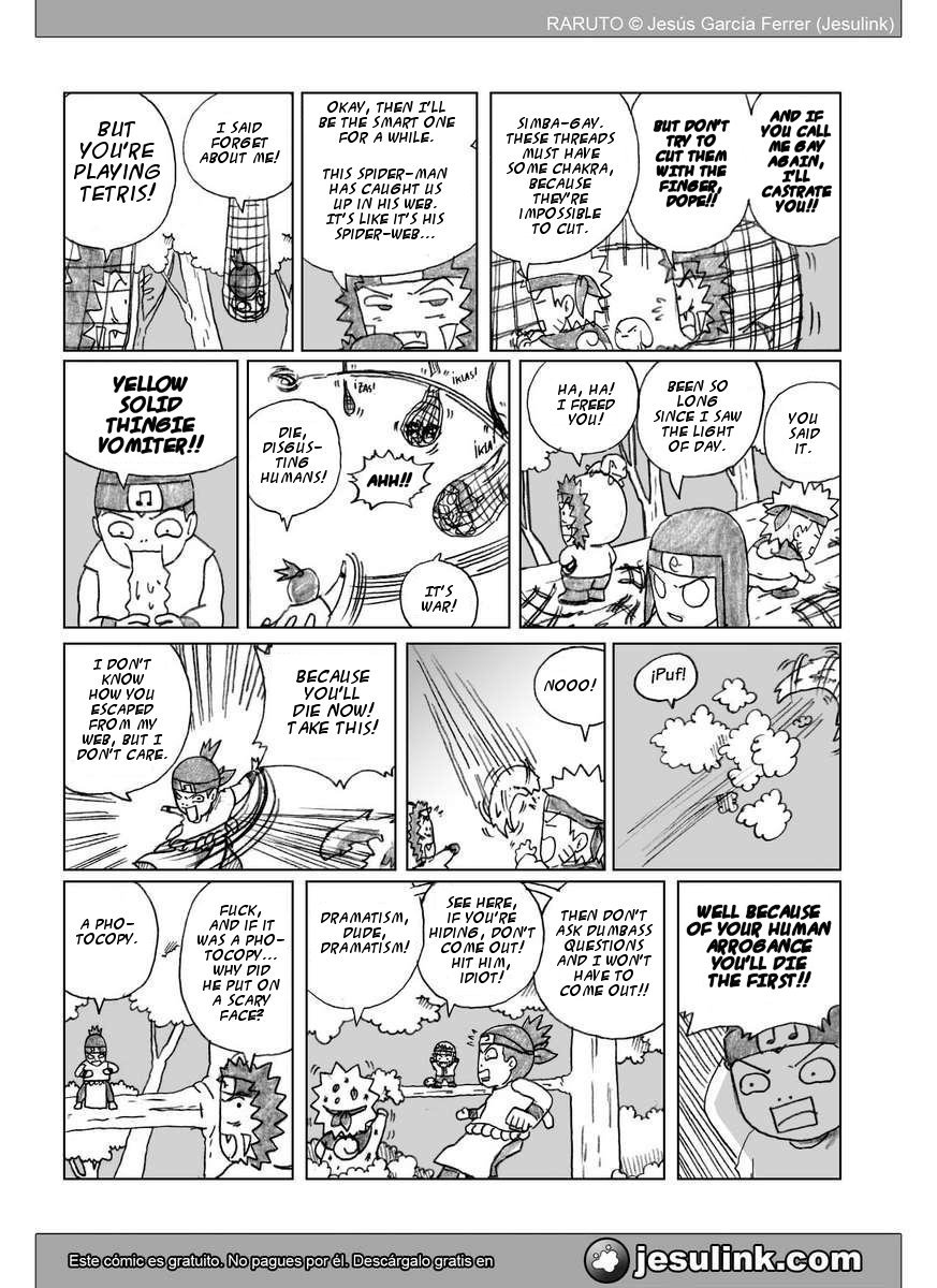 Raruto Chapter 32.33-2 page 12 - Chapter 32-33 v2 : Fatso versus fatso / Caught up in the web