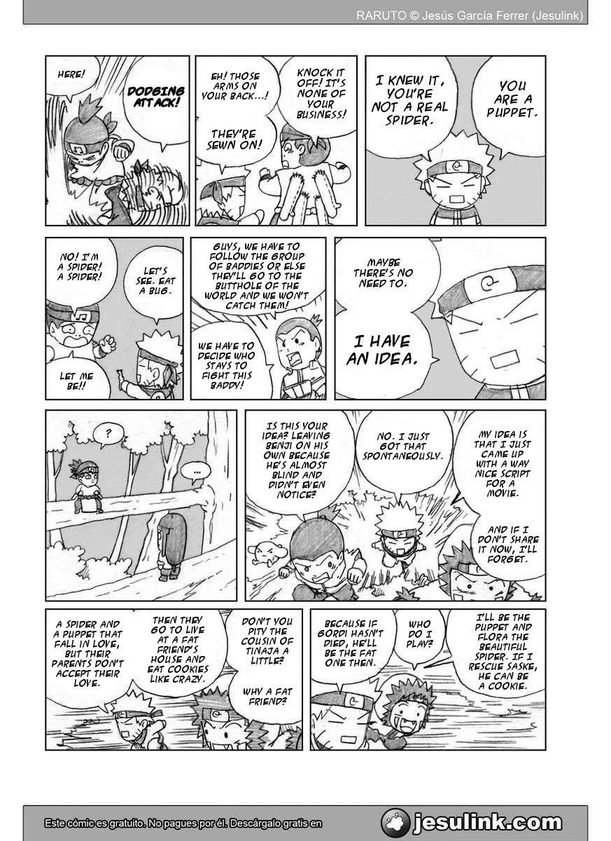 Raruto Chapter 32.33-2 page 13 - Chapter 32-33 v2 : Fatso versus fatso / Caught up in the web