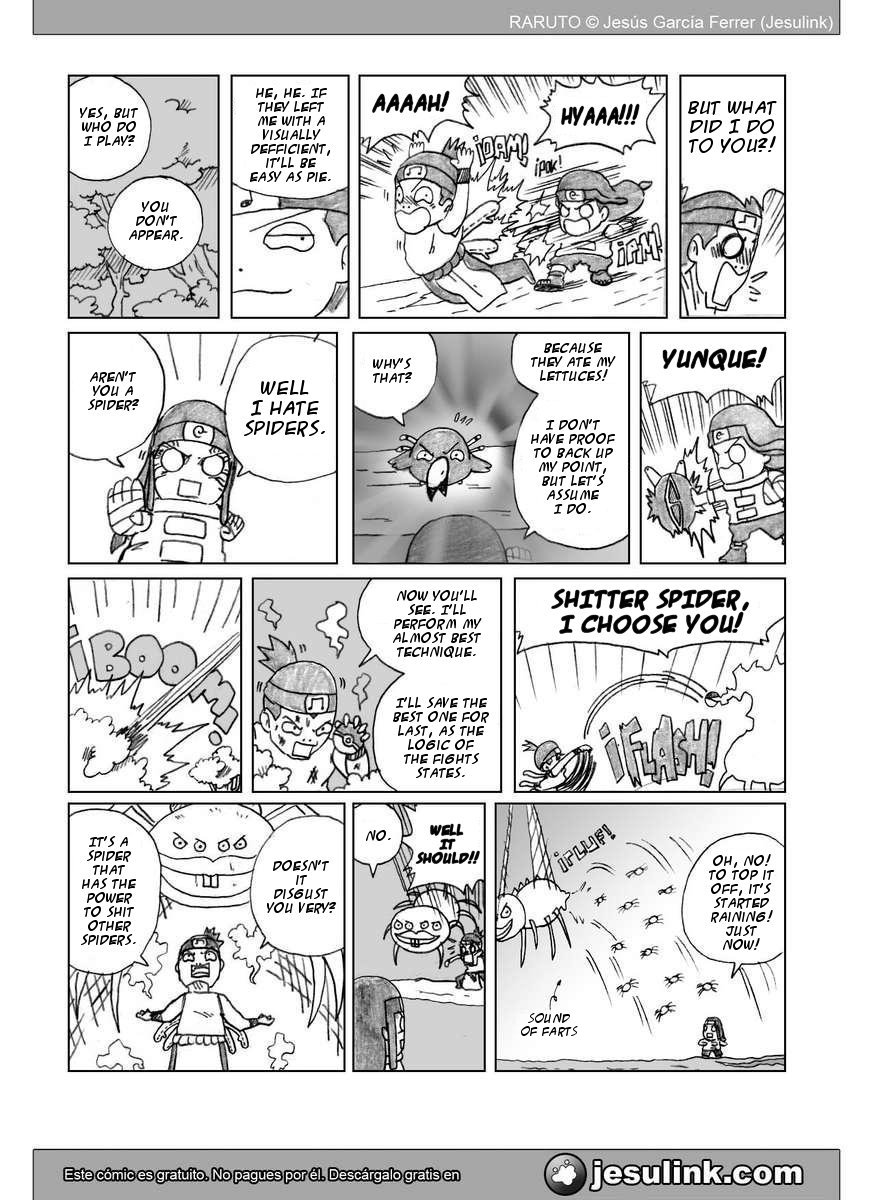 Raruto Chapter 32.33-2 page 14 - Chapter 32-33 v2 : Fatso versus fatso / Caught up in the web