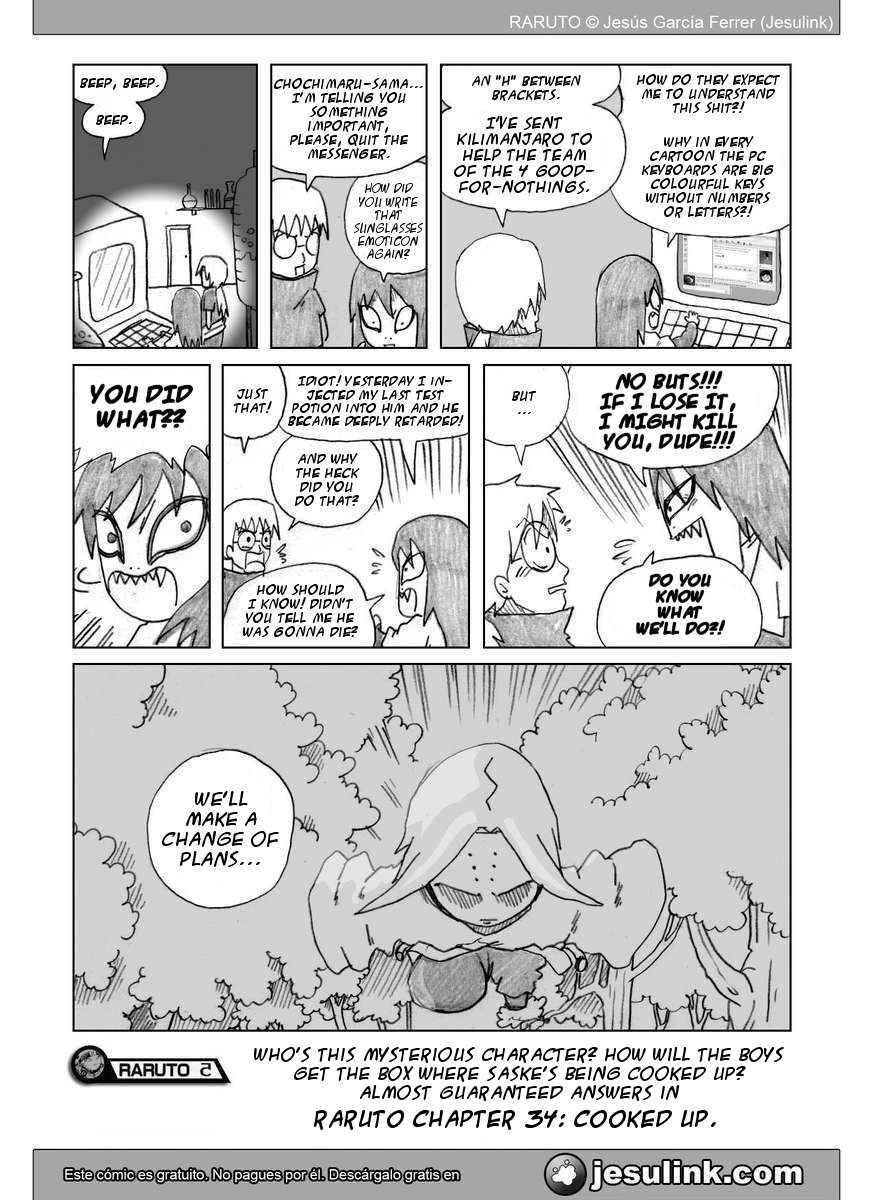 Raruto Chapter 32.33-2 page 17 - Chapter 32-33 v2 : Fatso versus fatso / Caught up in the web
