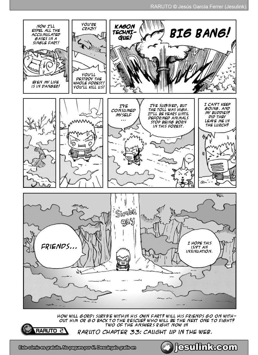 Raruto Chapter 32.33-2 page 8 - Chapter 32-33 v2 : Fatso versus fatso / Caught up in the web