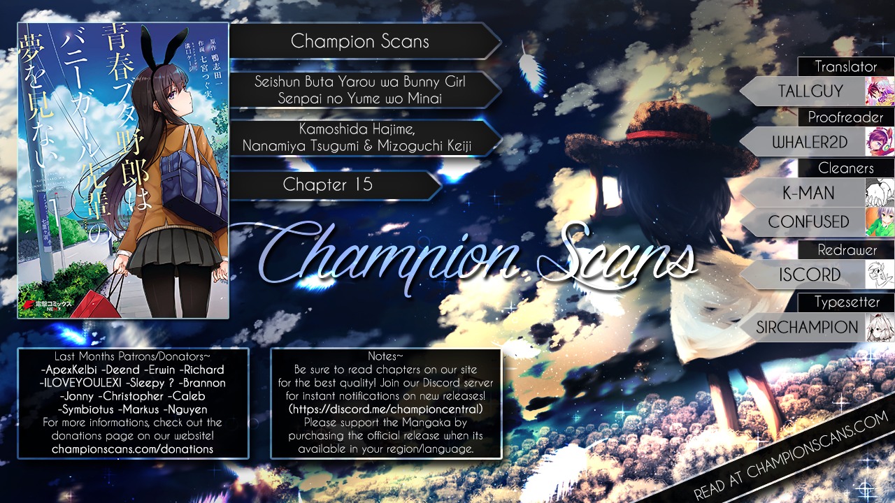 Rascal Does Not Dream of Bunny Girl Senpai Chapter 15 page 1 - Chapter 15