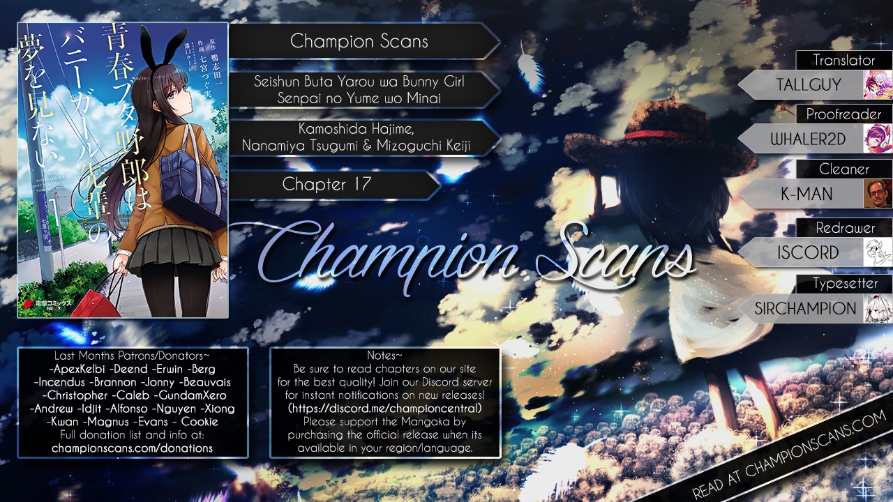 Rascal Does Not Dream of Bunny Girl Senpai Chapter 17 page 1 - Chapter 17