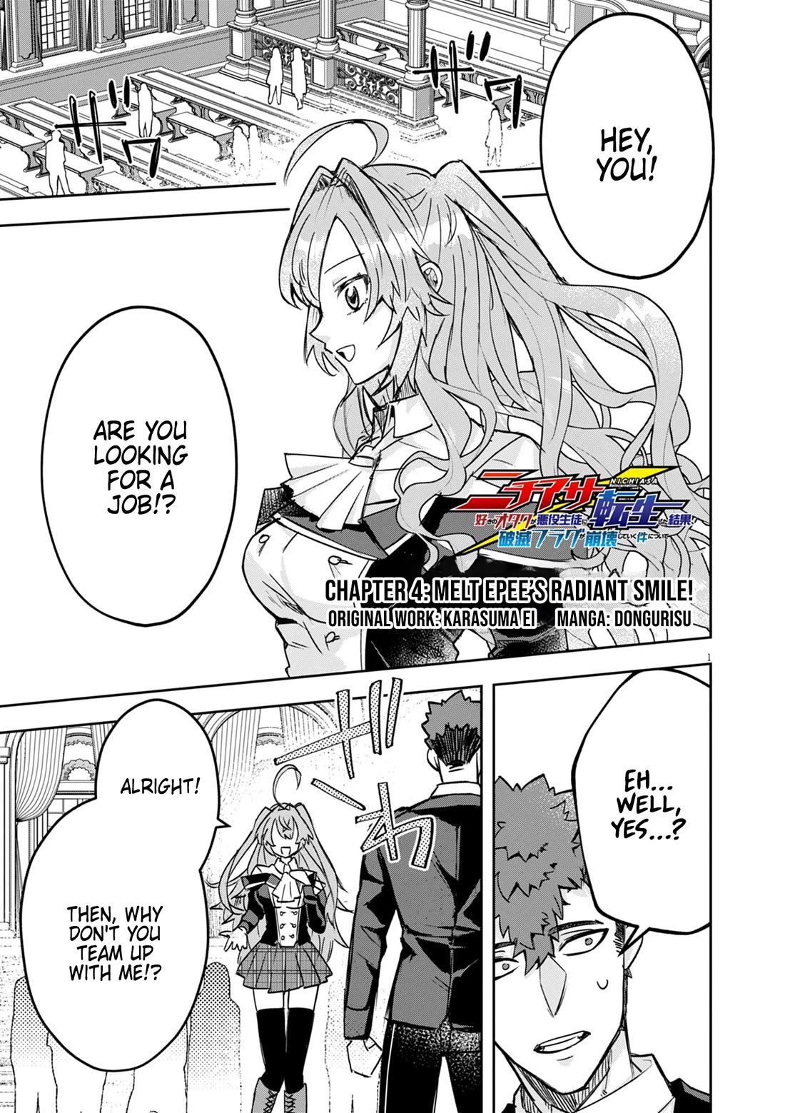 Regarding the Destruction of the Destruction Flag as a Result of a Nichiasa-Loving Otaku Being Reincarnated as a Villainous Student. Chapter 4 page 1 - Chapter 4: Melt Epee's Radiant Smile!