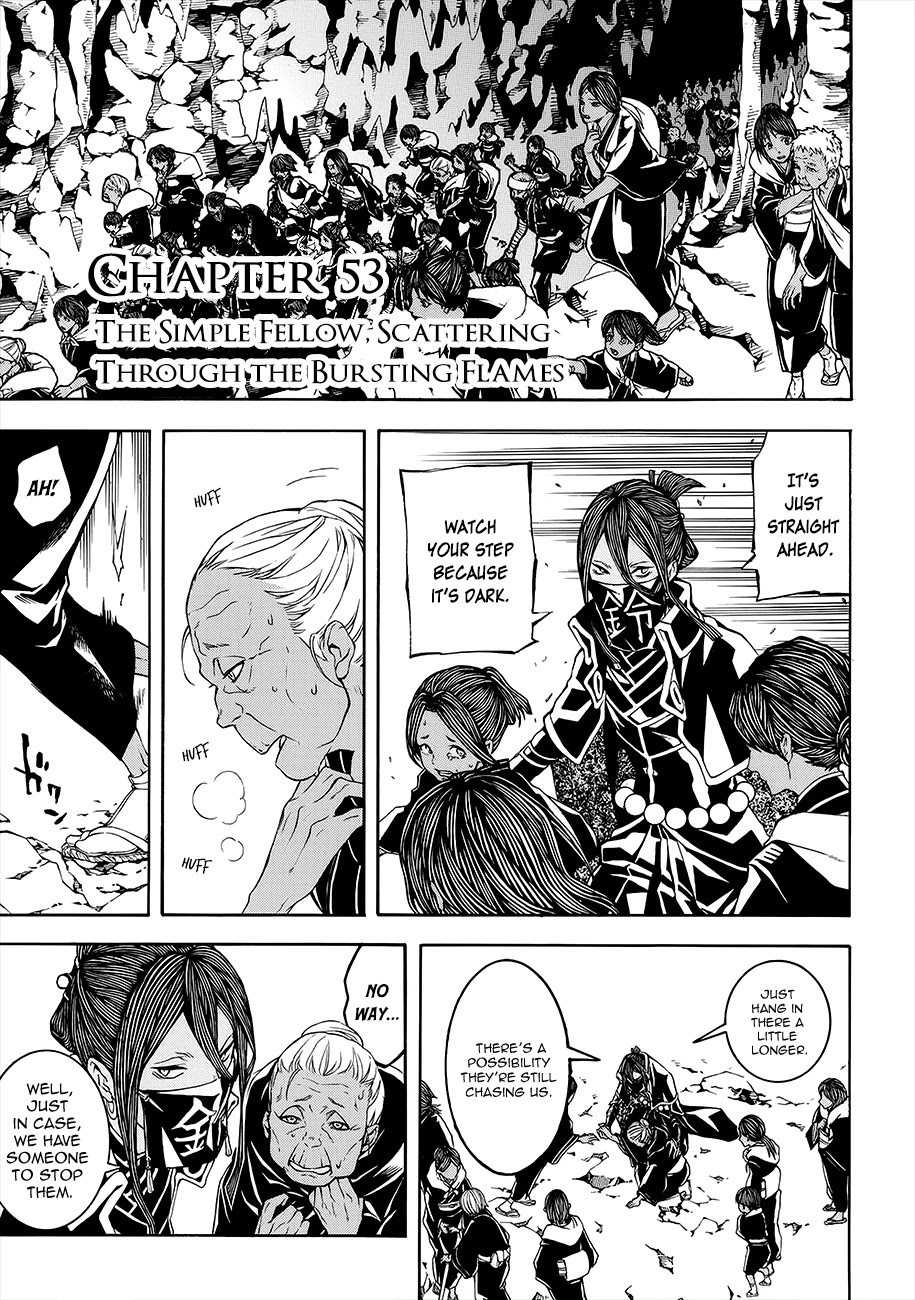Rengoku ni Warau Chapter 53 page 1 - Chapter 53: The Simple Fellow, Scattering Through the Bursting Flames