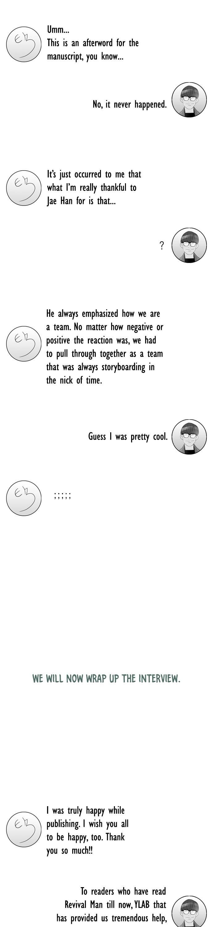 Revival Man Chapter 98.5 page 12 - Chapter 98.5: End of season 1: interview with the authors