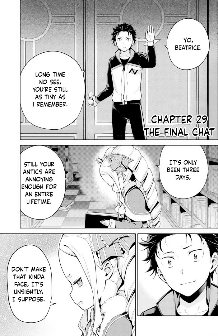 Re:Zero Kara Hajimeru Isekai Seikatsu Dai 4-shou - Seiiki to Gouyoku no Majo Chapter 29 page 1 - Chapter 29: The Final Chat