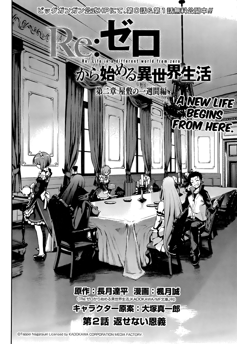 Re:Zero Kara Hajimeru Isekai Seikatsu - Dainishou - Yashiki no Shuukan Hen Chapter 2 page 4 - Chapter 2