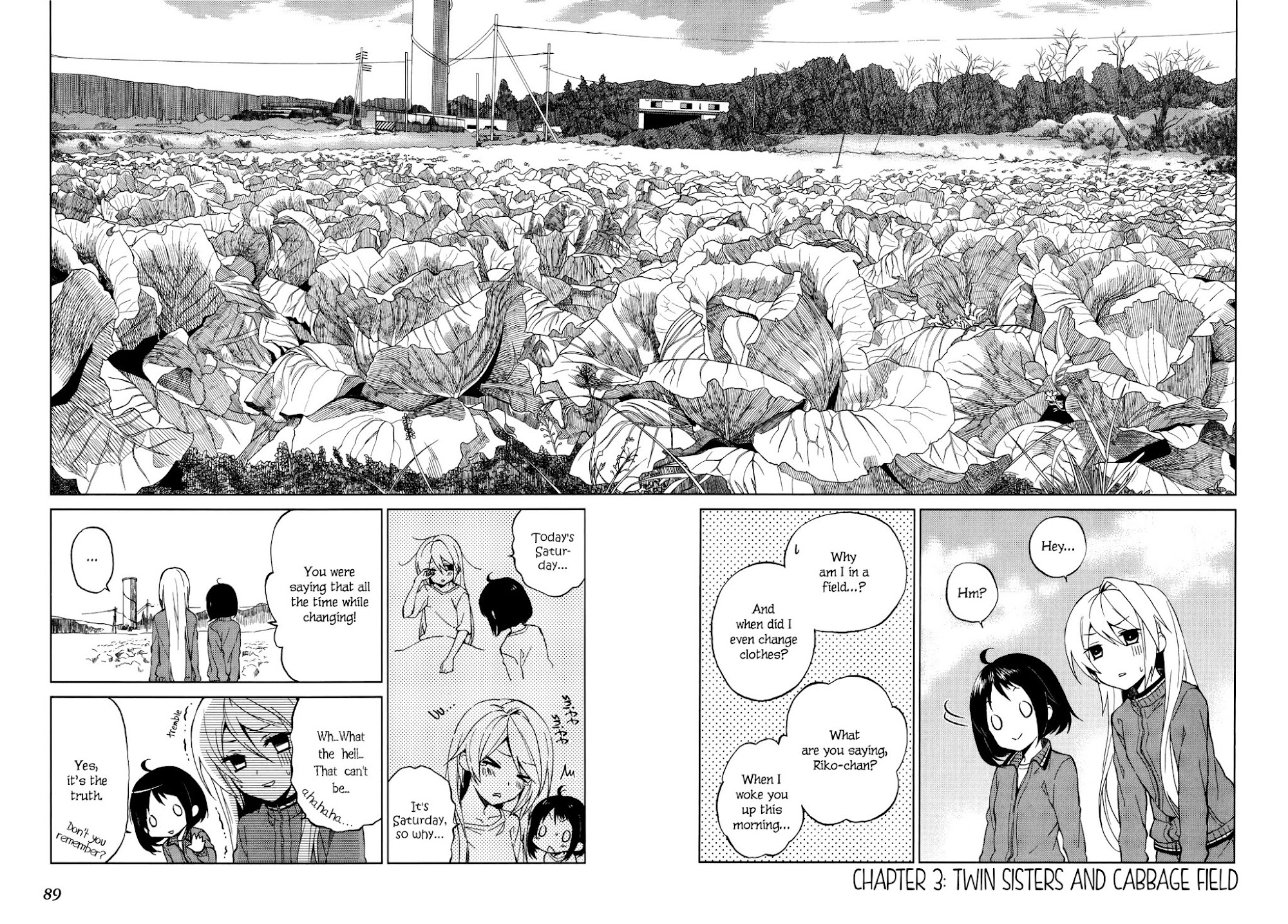 Riko to Haru to Onsen to Iruka Chapter 3 page 2 - Chapter 3: Twin Sisters and Cabbage Field