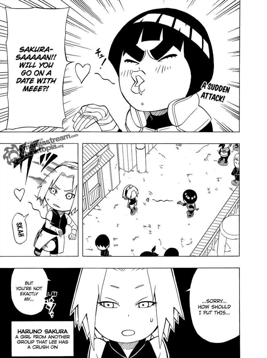 Rock Lee no Seishun Full-Power Ninden Chapter 2 page 3 - Chapter 2: The Huge Pitter-Patter Attack Plan of Love!