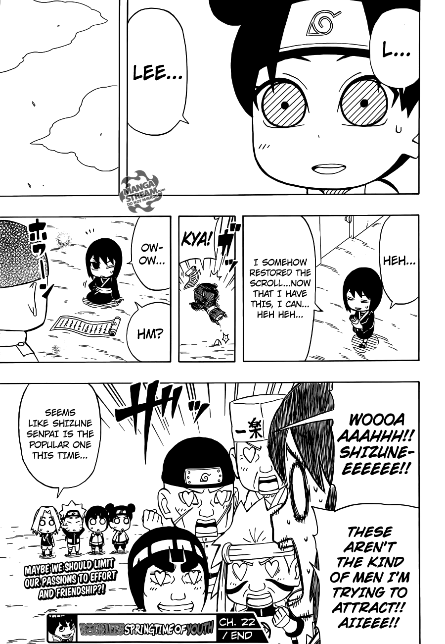 Rock Lee no Seishun Full-Power Ninden Chapter 22 page 31 - Chapter 22: Make-Out Kiss Cutesy Lovey-Dovey Cuddly Heart-Throb