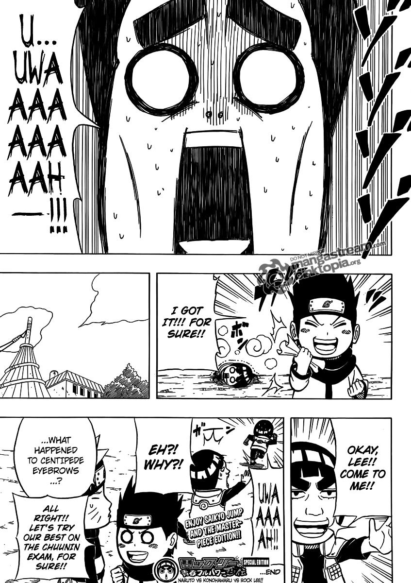 Rock Lee no Seishun Full-Power Ninden Chapter 5.5 page 20 - Chapter 5.5: Omake: Naruto Vs. Konohamaru Vs. Rock Lee!!