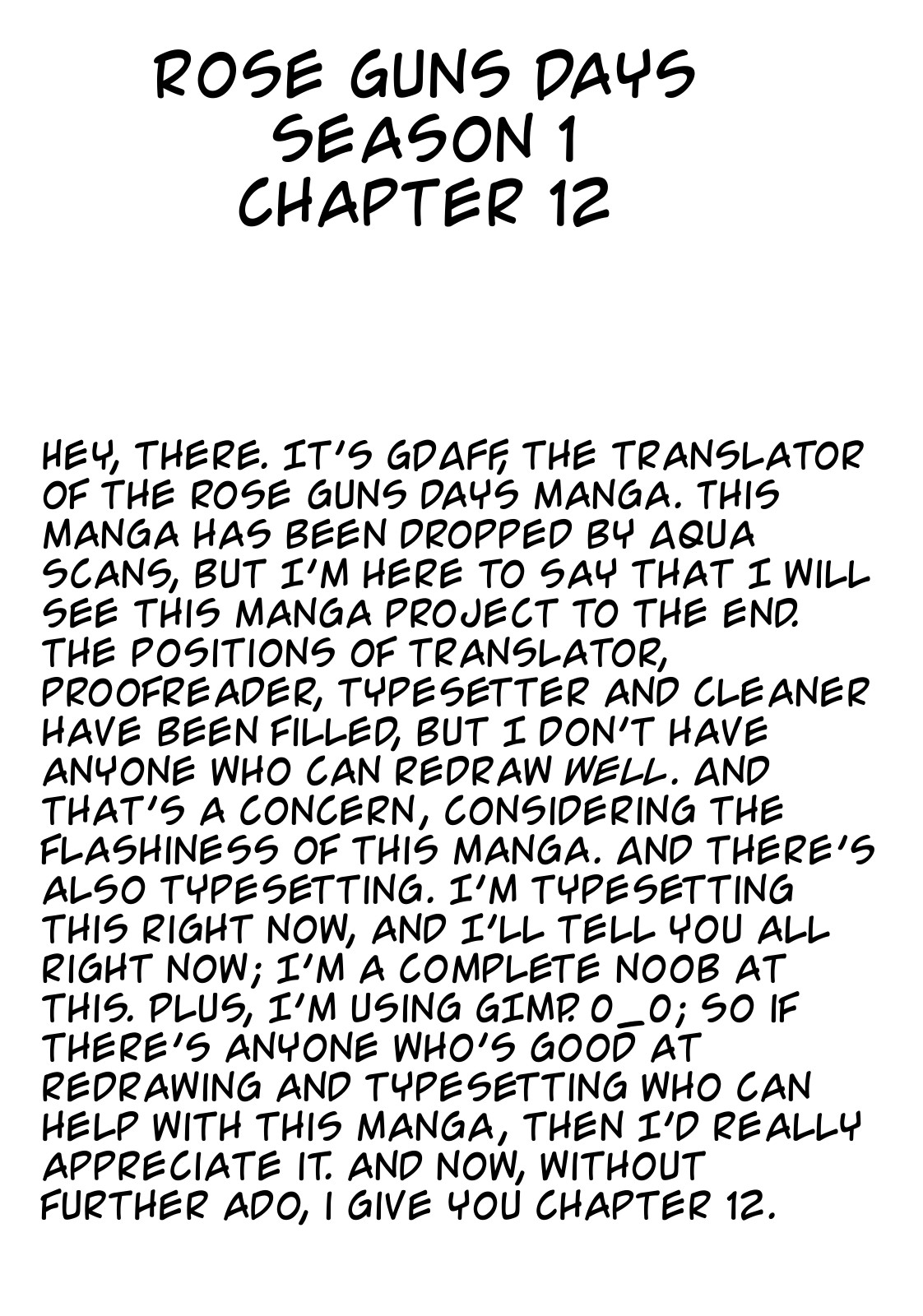 Rose Guns Days - Season 1 Chapter 12 page 1 - Chapter 12 : Scene:12