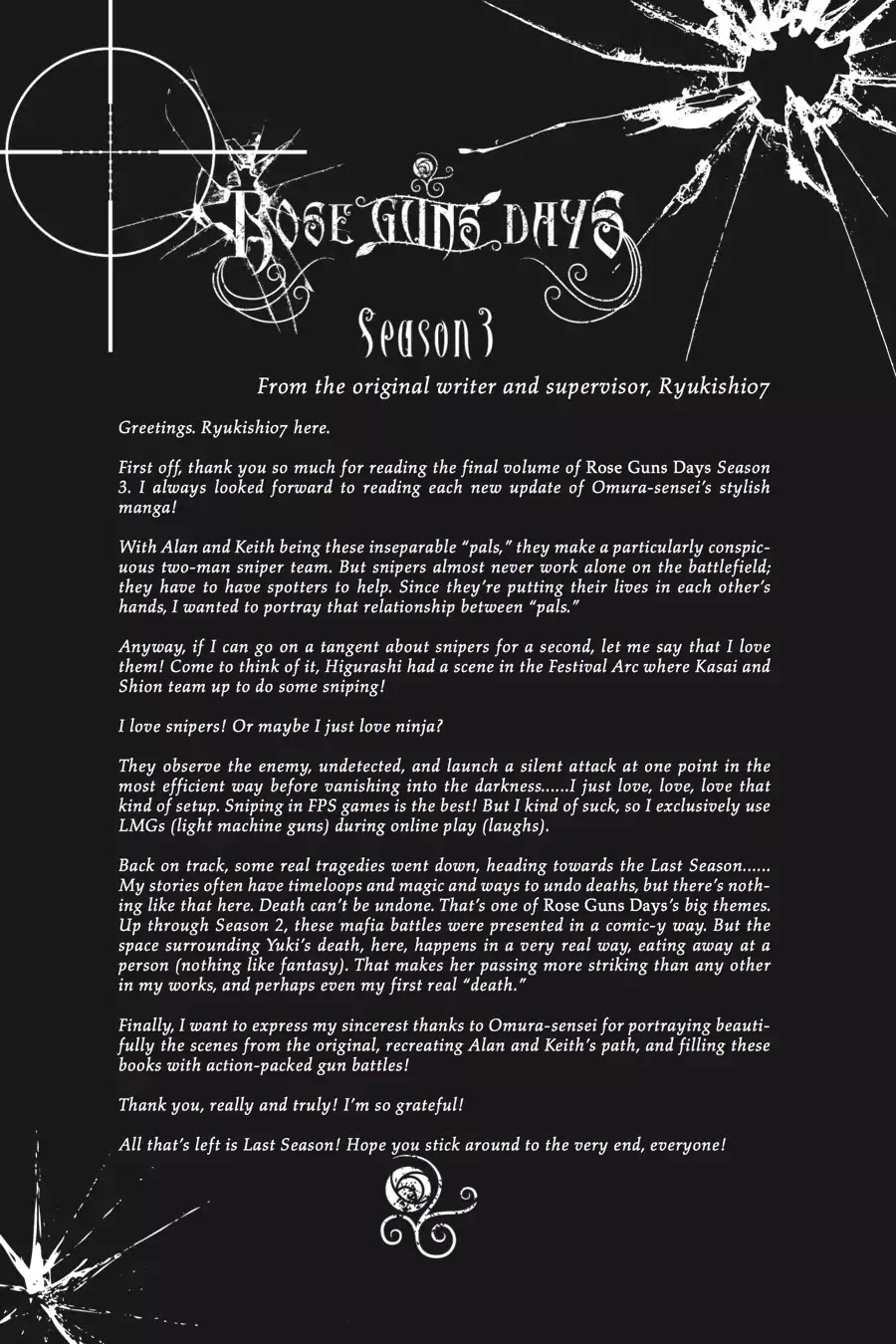 Rose Guns Days: Season 3 Chapter 14.5 page 39 - Vol.3 Last Reason: A Symmetry