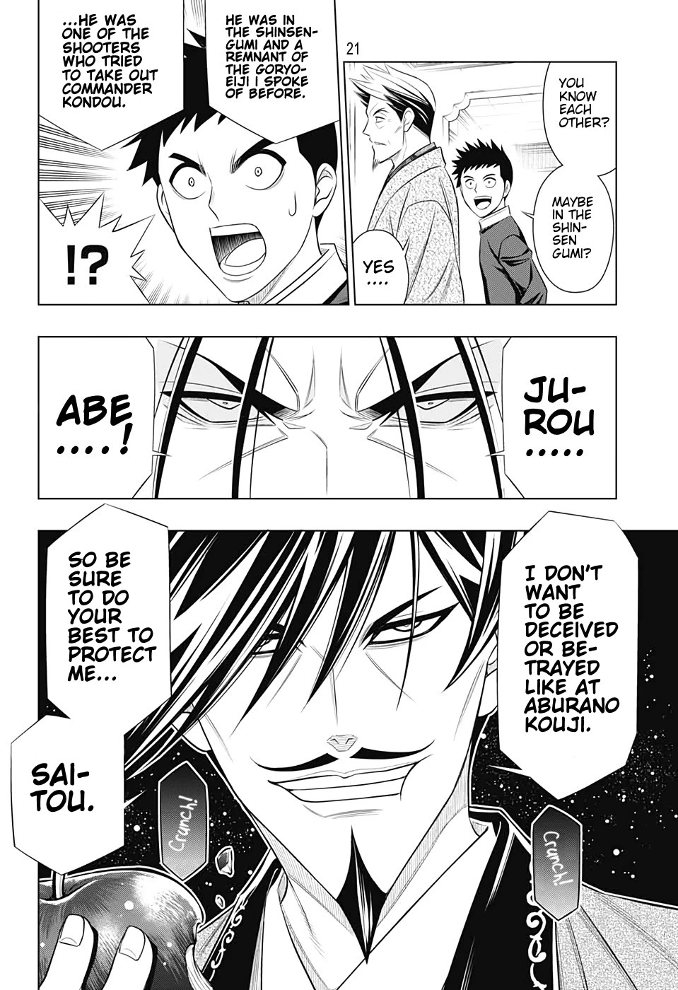 Rurouni Kenshin: Hokkaido Arc Chapter 37 page 21 - Chapter 37: Sapporo Shinsengumi Elegy Part 2: Aburanokōji and Nagakura Shinpachi