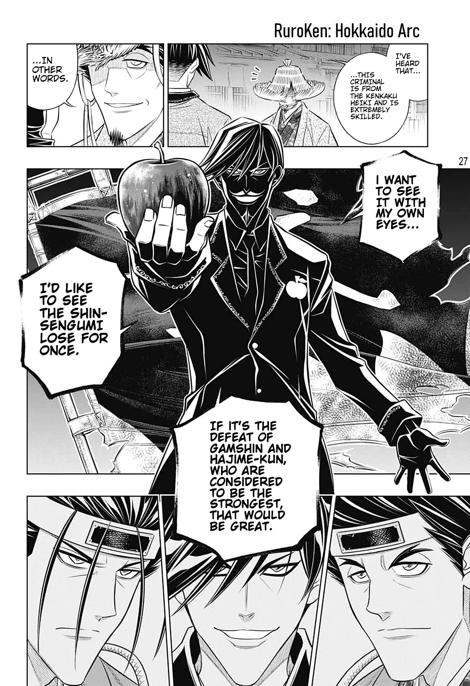 Rurouni Kenshin: Hokkaido Arc Chapter 37 page 27 - Chapter 37: Sapporo Shinsengumi Elegy Part 2: Aburanokōji and Nagakura Shinpachi