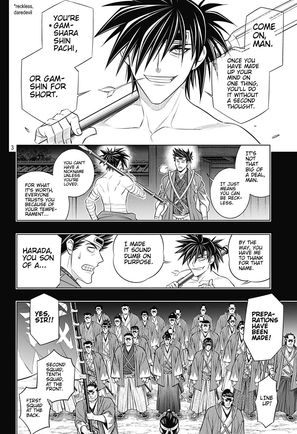 Rurouni Kenshin: Hokkaido Arc Chapter 37 page 3 - Chapter 37: Sapporo Shinsengumi Elegy Part 2: Aburanokōji and Nagakura Shinpachi