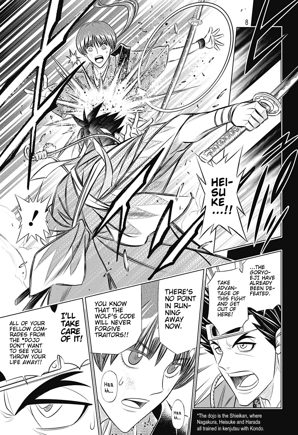 Rurouni Kenshin: Hokkaido Arc Chapter 37 page 8 - Chapter 37: Sapporo Shinsengumi Elegy Part 2: Aburanokōji and Nagakura Shinpachi