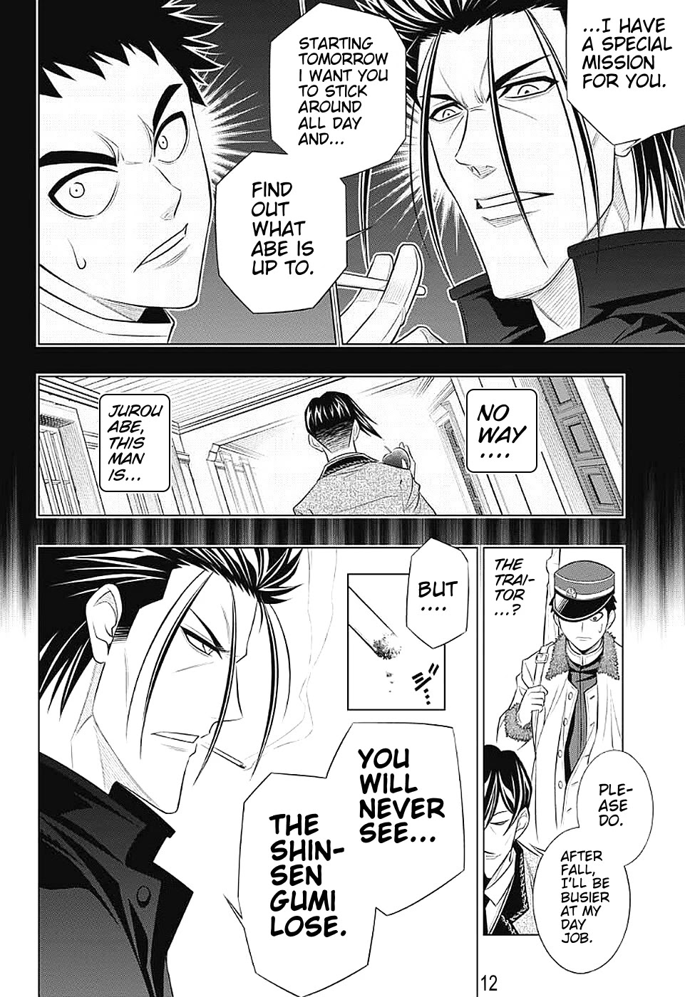 Rurouni Kenshin: Hokkaido Arc Chapter 38 page 12 - Chapter 38: Sapporo Shinsengumi Elegy Part 3: The Northern Capital and Enemies, Enemies, Enemies