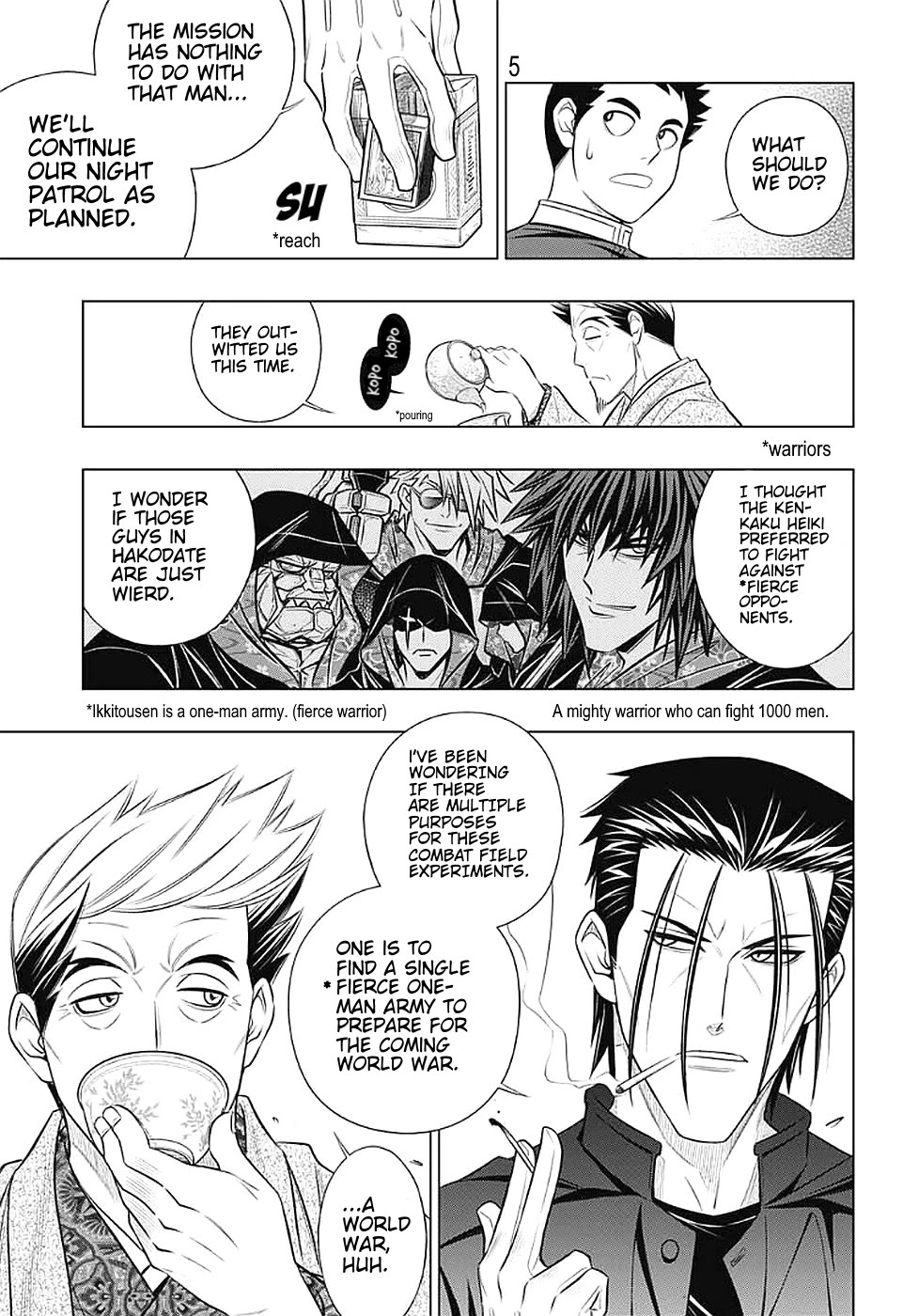 Rurouni Kenshin: Hokkaido Arc Chapter 38 page 5 - Chapter 38: Sapporo Shinsengumi Elegy Part 3: The Northern Capital and Enemies, Enemies, Enemies