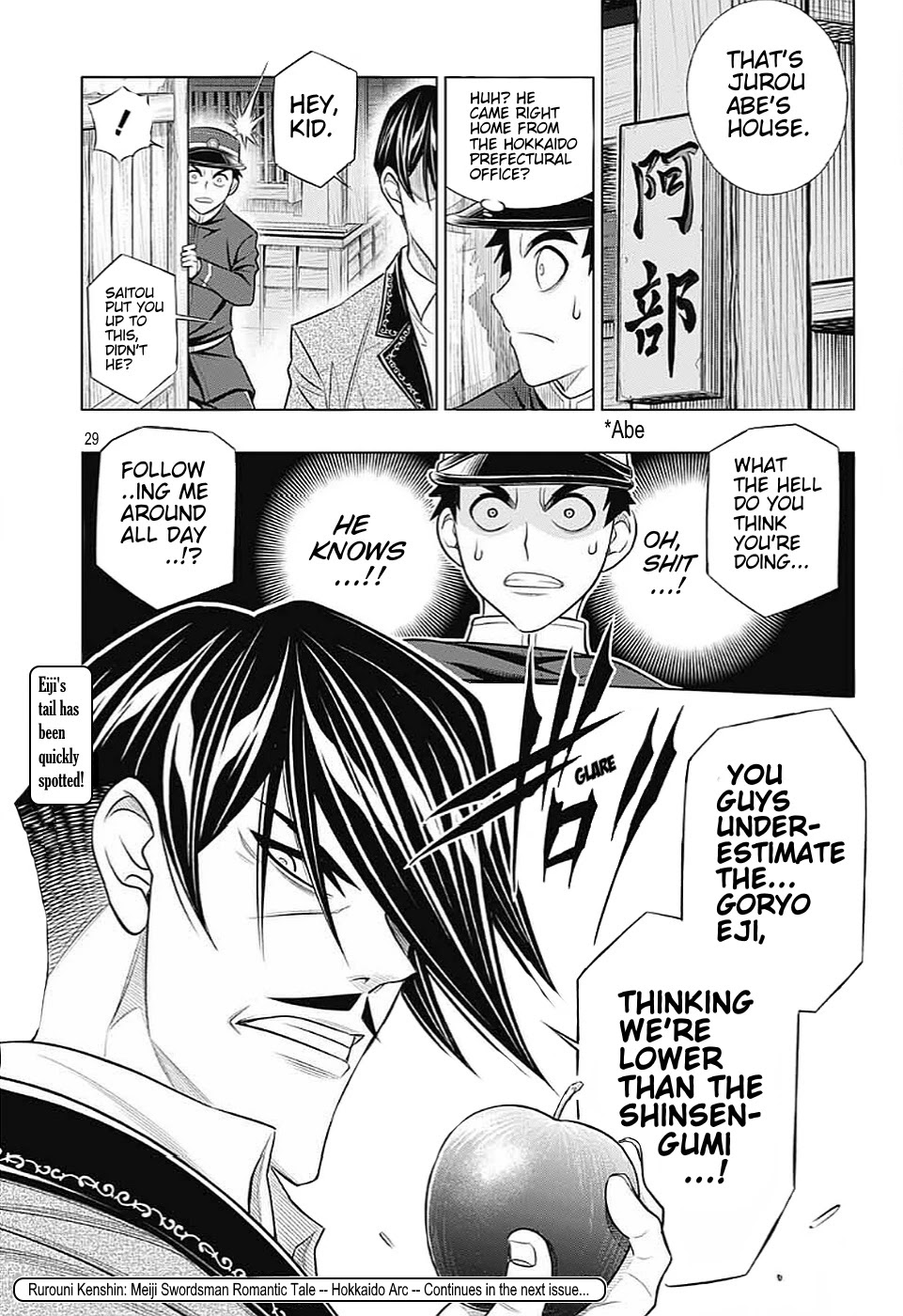 Rurouni Kenshin: Hokkaido Arc Chapter 39 page 29 - Chapter 39: Sapporo Shinsengumi Elegy Pt. 4: Aburanokouji and Hajime Saitou