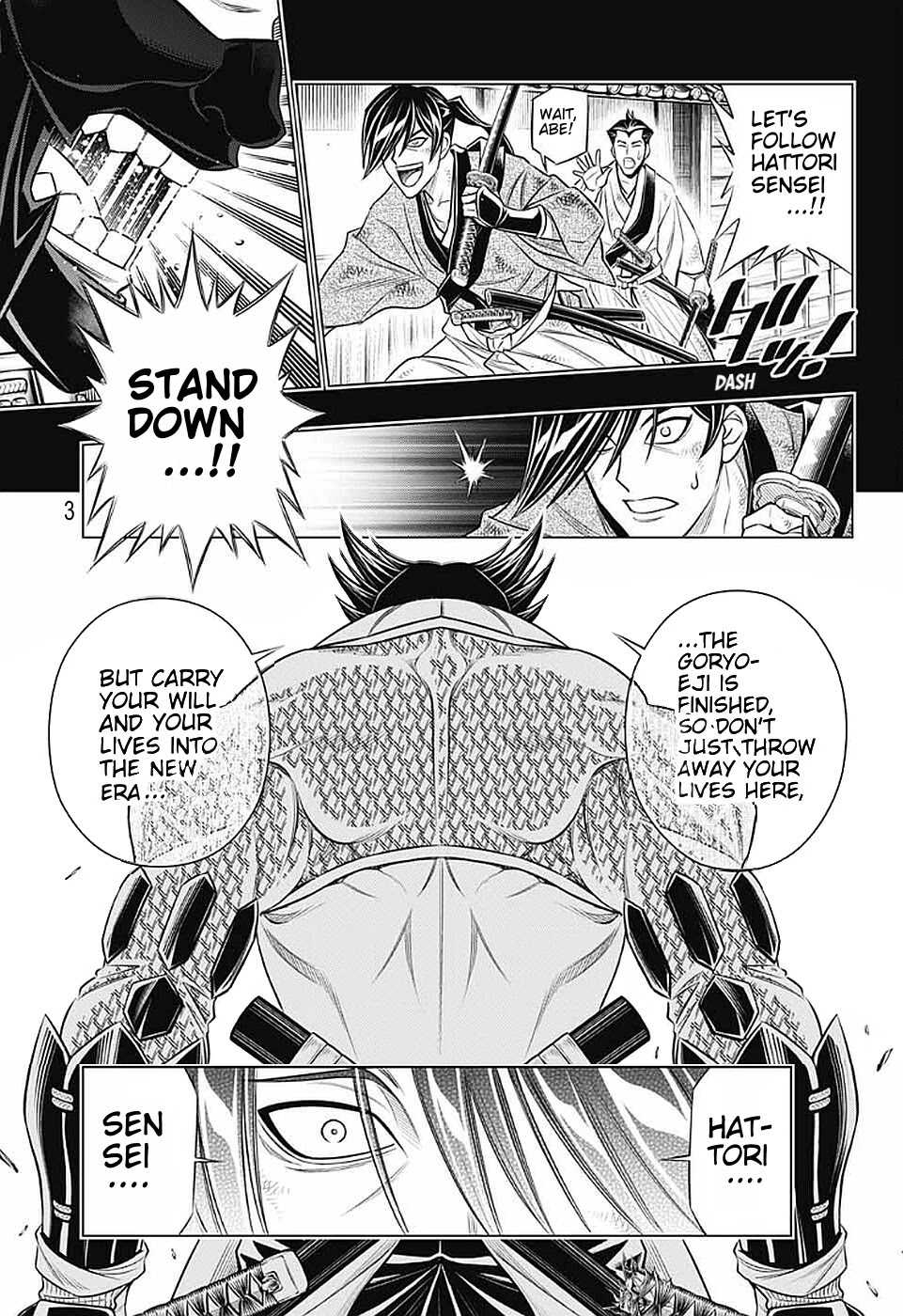 Rurouni Kenshin: Hokkaido Arc Chapter 39 page 3 - Chapter 39: Sapporo Shinsengumi Elegy Pt. 4: Aburanokouji and Hajime Saitou