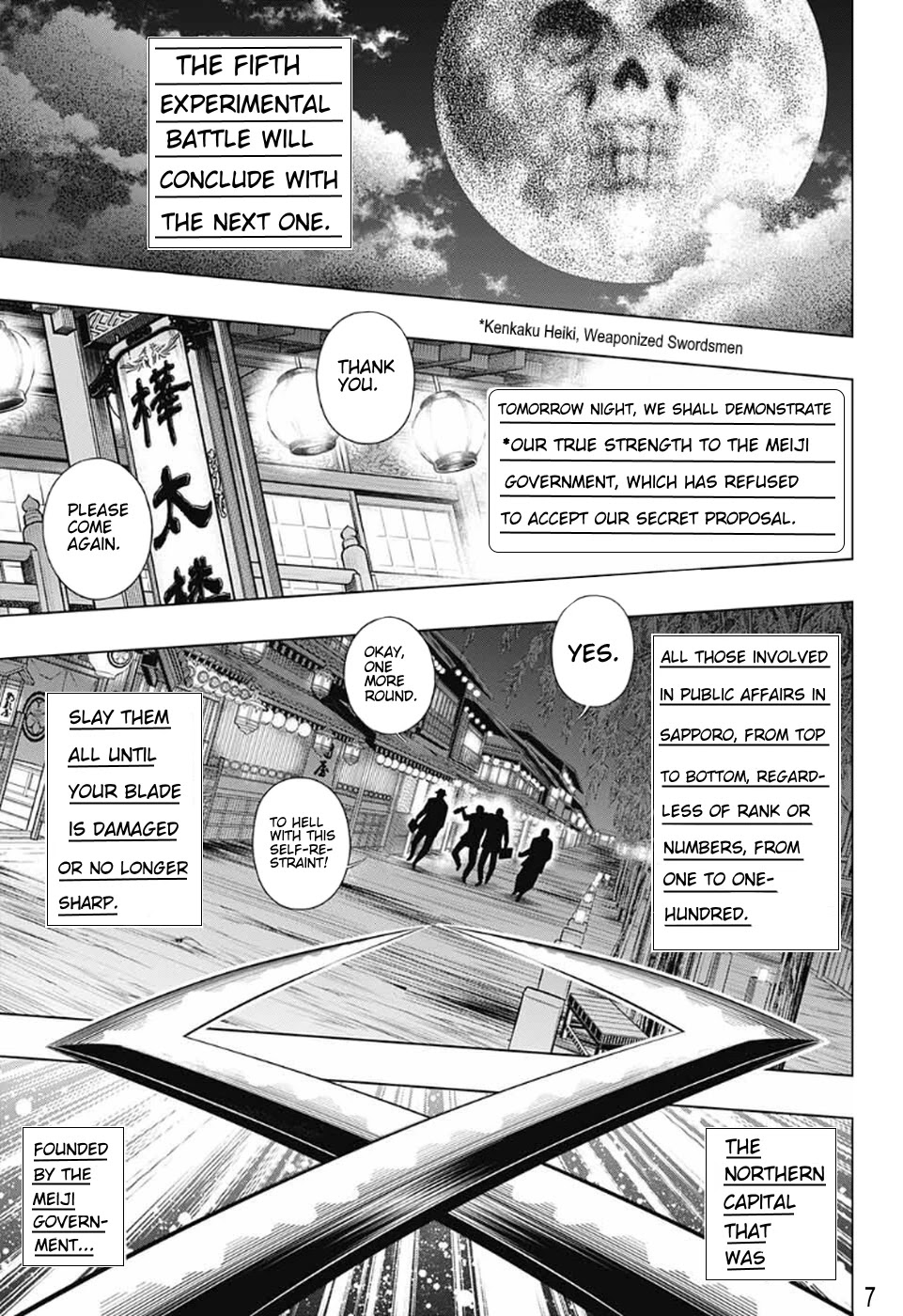 Rurouni Kenshin: Hokkaido Arc Chapter 40 page 7 - Chapter 40: Sapporo Shinsengumi Elegy Part 5: Ringo no Ie and Abe Jūrō