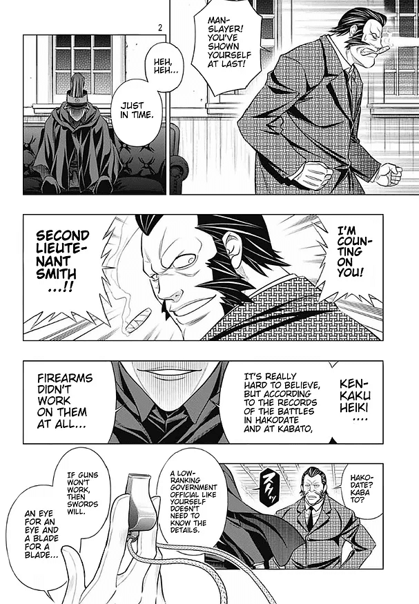 Rurouni Kenshin: Hokkaido Arc Chapter 41 page 2 - Chapter 41: Sapporo Shinsengumi Elegy Part 6: Kenkaku Heiki Hyōbe and the Main Street Battle