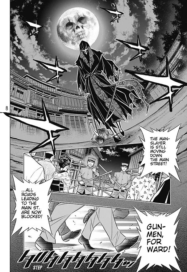 Rurouni Kenshin: Hokkaido Arc Chapter 41 page 8 - Chapter 41: Sapporo Shinsengumi Elegy Part 6: Kenkaku Heiki Hyōbe and the Main Street Battle