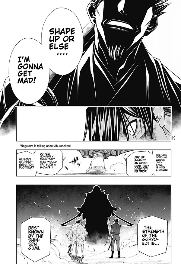 Rurouni Kenshin: Hokkaido Arc Chapter 43 page 19 - Chapter 43: Sapporo Shinsengumi Elegy Part 8: The Northern Capital, Abe and Nagakura