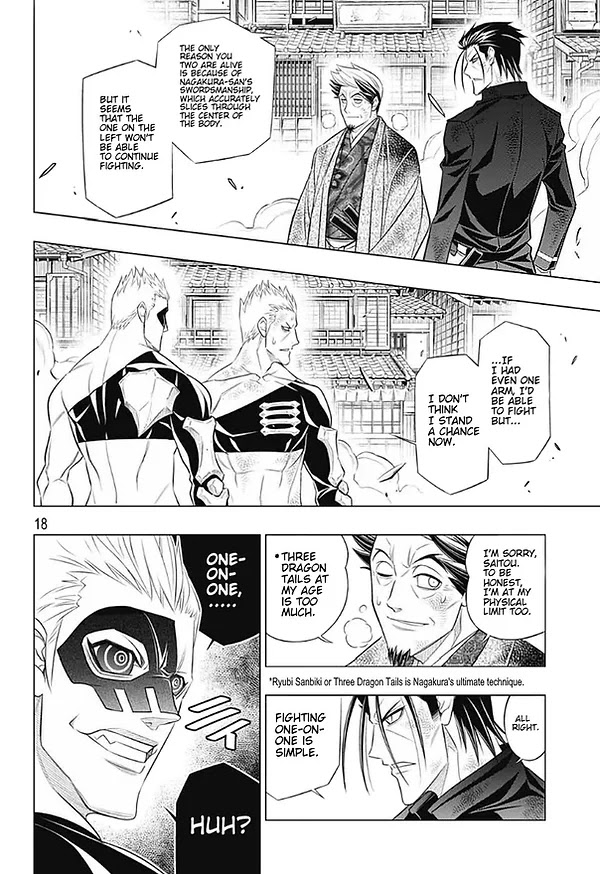 Rurouni Kenshin: Hokkaido Arc Chapter 44 page 17 - Chapter 44: Sapporo Shinsengumi Elegy Part 9: The Sword of the Dragon Tail and Hyōbe Futatsu
