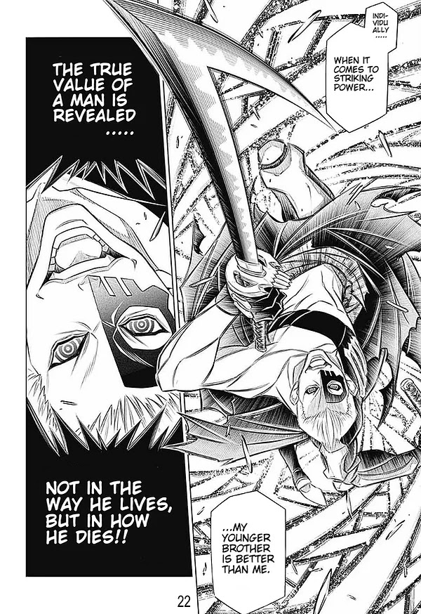 Rurouni Kenshin: Hokkaido Arc Chapter 44 page 22 - Chapter 44: Sapporo Shinsengumi Elegy Part 9: The Sword of the Dragon Tail and Hyōbe Futatsu