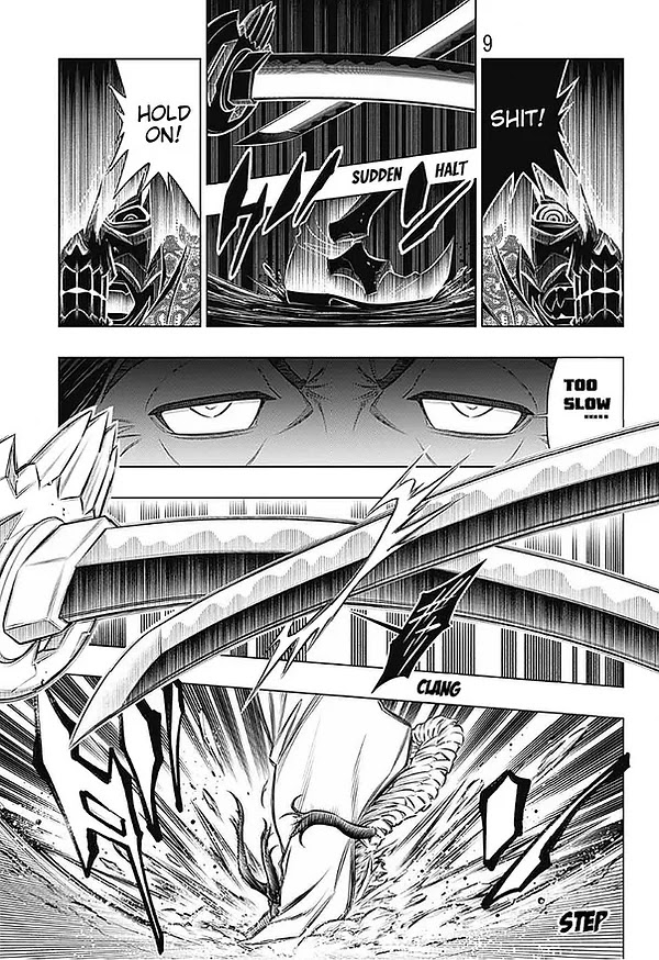 Rurouni Kenshin: Hokkaido Arc Chapter 44 page 9 - Chapter 44: Sapporo Shinsengumi Elegy Part 9: The Sword of the Dragon Tail and Hyōbe Futatsu